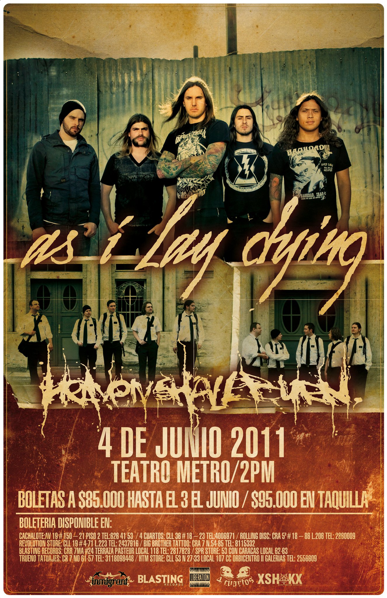 AS I LAY DYING junto a HEAVEN SHALL BURN en Colombia 2011, SOUTH AMERICAN TOUR 2011 – Jun 4 en Bogota