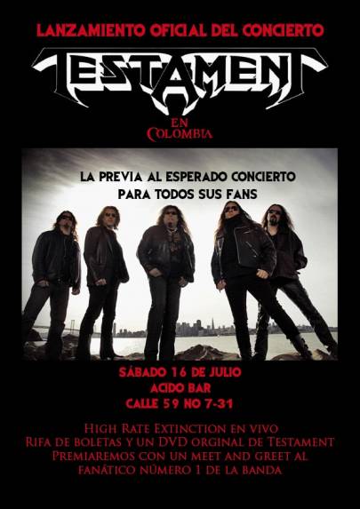 Lanzamiento oficial del concierto Testament en Colombia