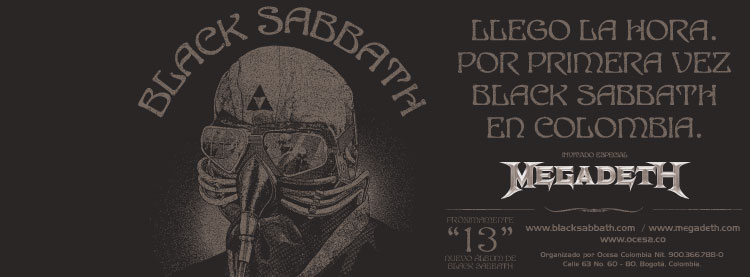 BLACK SABBATH + MEGADETH en Colombia 2013, Oct 19 en el Parque Simon Bolivar de Bogota