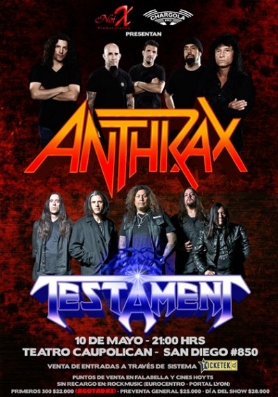 Anthrax prepara su nuevo DVD en Chile junto a Testament, May 10 en el Teatro Caupolicán de Santiago