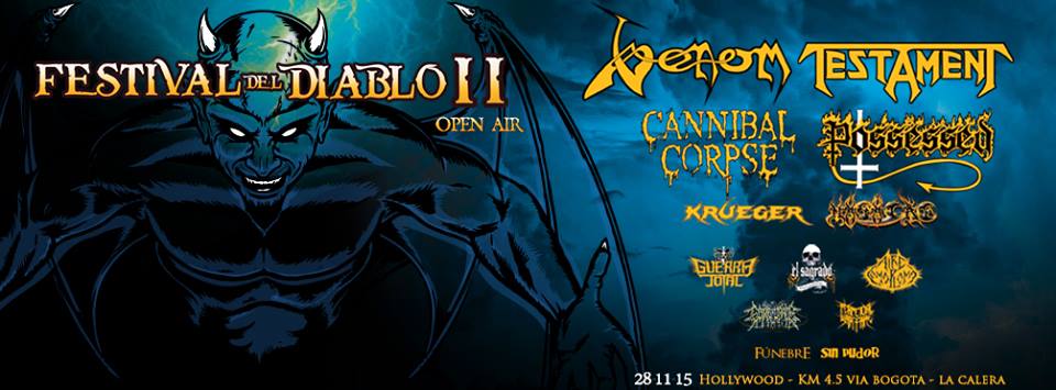 FESTIVAL DEL DIABLO II: Venom, Testament + Cannibal Corpse + Possessed, cartel completo!