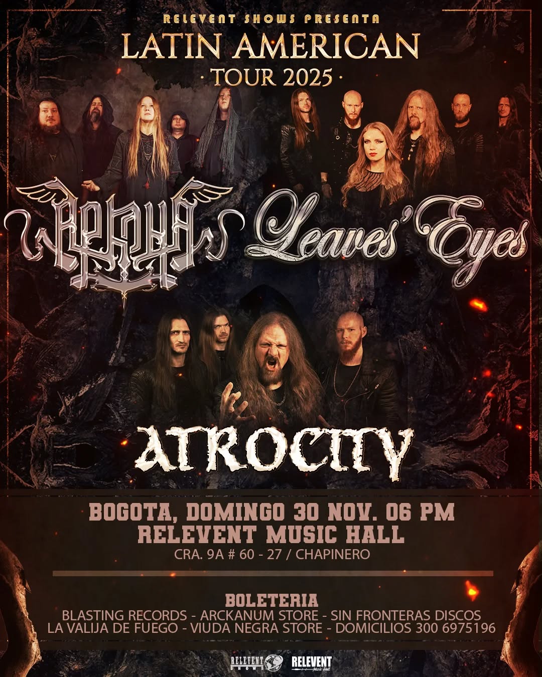 Arkona, Atrocity y Leaves’ Eyes en Colombia 2025: Pagan y sinfónico al máximo poder en el Relevent Music Hall de Bogotá
