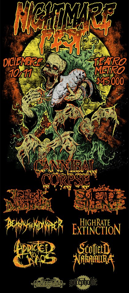 Nightmare Fest Bogota 2011: CANNIBAL CORPSE, SUICIDE SILENCE y THE BLACK DAHLIA MURDER en Colombia 2011